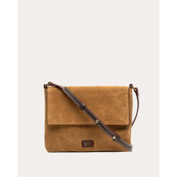 Frances Valentine Maggie Suede Crossbody Bag ~ Chestnut - Picture 1 of 9